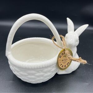 CERAMIC SPRING EASTER BUNNY WITH BASKET